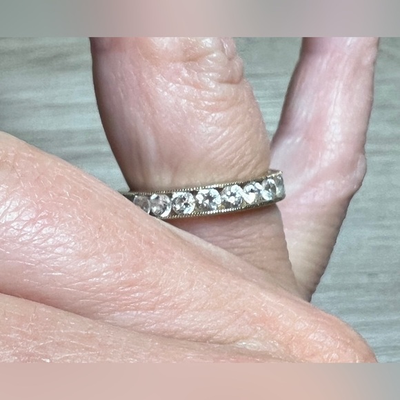 Designer Hidalgo Gold Plated Channel-Set Cubic Zirconia Eternity Band Ring - Picture 6 of 7